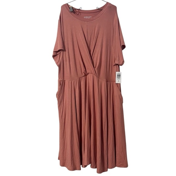 NEW Torrid At The Knee Super Soft Drape Front Skater Dress in Desert Sand Sz 4X - Picture 2 of 16